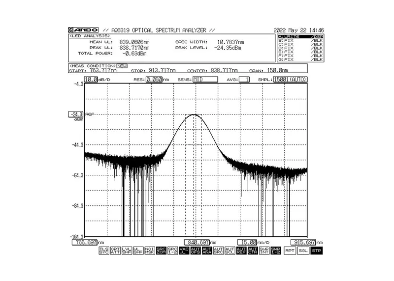 Modúl Foinse Solais Leathanbhanda 840nm 5mW 10nm Bandaleithid SLED